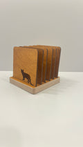 Wooden Drink Coasters Set with Holder “Cat” – Lignaris