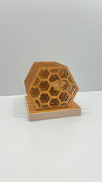 Hexagon Wooden Drink Coasters Set with Holder “Honeycomb” – Lignaris
