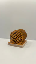 Round Wooden Drink Coasters Set with Holder “Palm” – Lignaris
