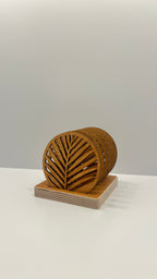 Round Wooden Drink Coasters Set with Holder “Palm” – Lignaris